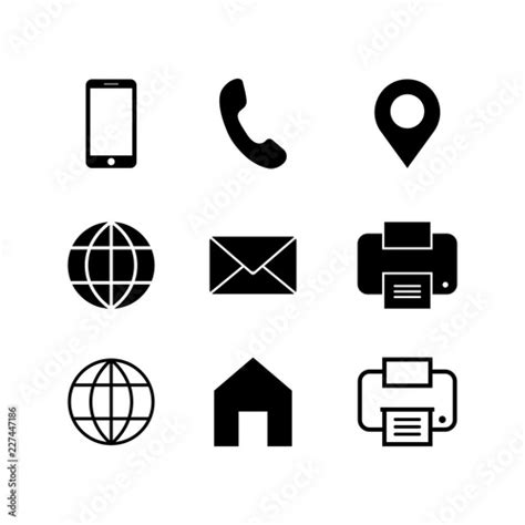 Business Card Vector Icon Set Web Location Fax Phone Address Sign