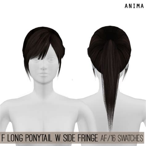 Female Long Ponytail Hair With Side Fringe For The Sims By Anima E
