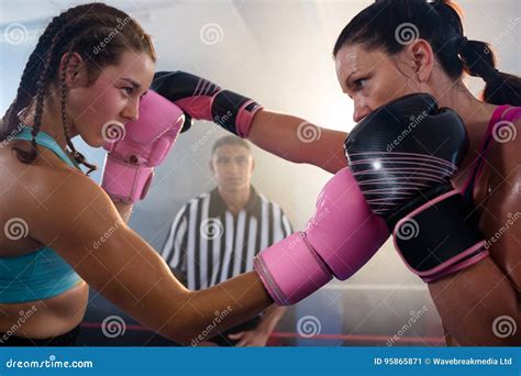 Female Boxers Punching Each Other Stock Image Image Of Fighter