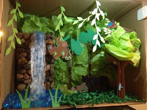 Andrews Rainforest Habitat Diorama Using Cricut For Trees And Animals