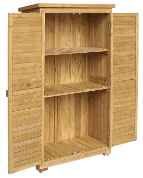 Merax Wooden Garden Shed Wooden Lockers With Fir Wood Natural Wood