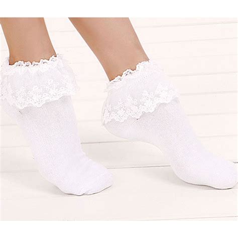 Cute Vintage Lace Ruffle Frilly Ankle Socks Ladies Princess Girl 5