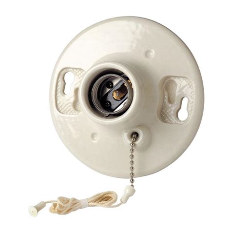 Install a ceiling light and switch. Leviton Pull Chain Ceiling Lampholder, White-R50-29816-00C ...