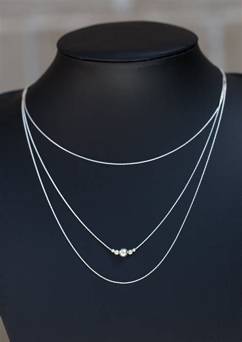 Sterling Silver Layered Necklace Set Triple Necklace Etsy Layered