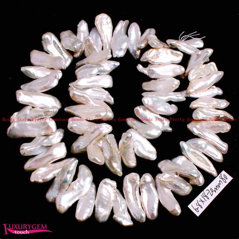 Free Shipping 6 8x18 20mm White Color Natural Freshwater Pearl Flat