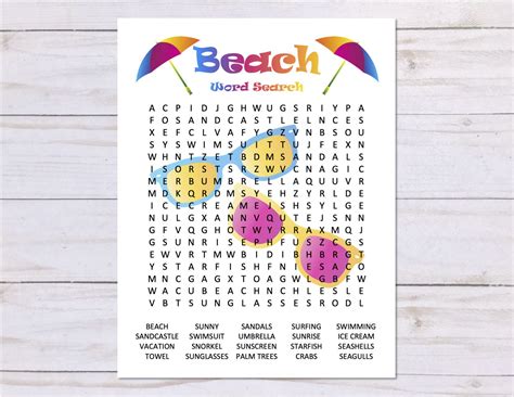Beach Word Search Game Beach Party Game Printable Beach Etsy In 2021