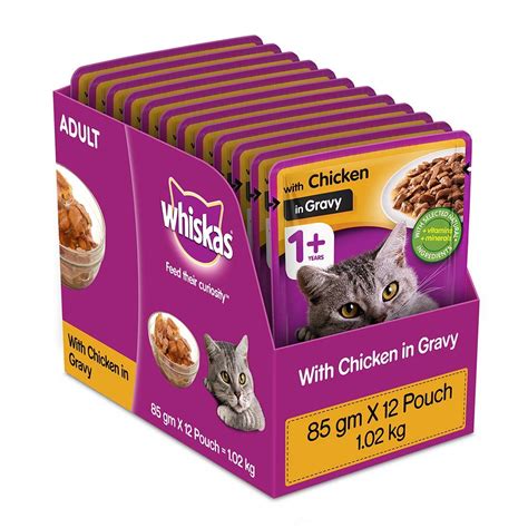 Whiskas Adult (+1 year) Wet Cat Food, Chicken in Gravy, 85 grams