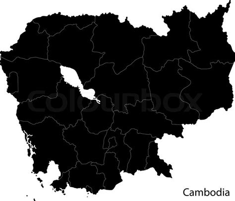 Black Cambodia Map Separated On The Stock Vector Colourbox
