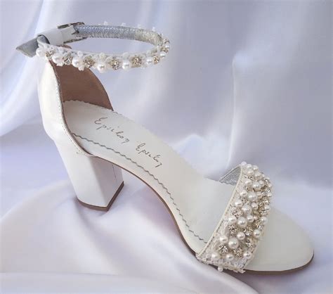 Wedding Shoes For Bride Bridal Block Heels Pearl And Etsy In 2021