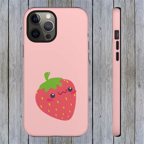 Kawaii Strawberry Pink Phone Case For Iphone And Samsung Etsy