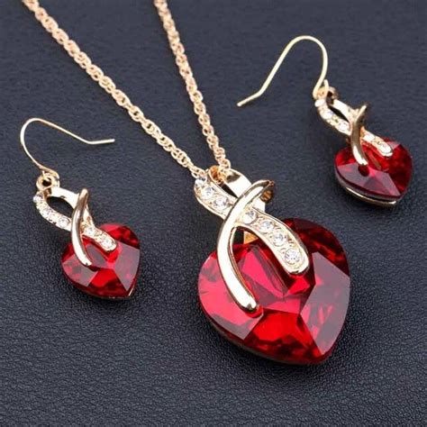 Fashion Crystal Heart Wedding Jewelry Sets Bridelily Crystal Heart Necklace Jewelry Sets