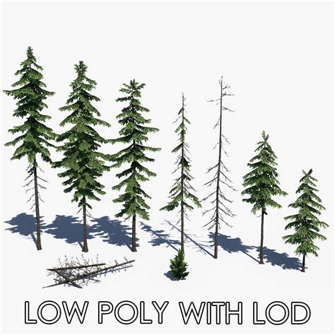 3d Model Pine Tree Pack 01 Vr Ar Low Poly Cgtrader