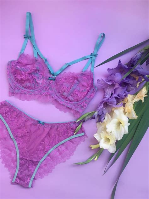cute sheer strappy purple lace bra seductive lingerie t etsy