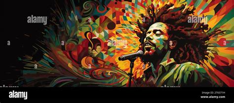 the illustration promoting international reggae day features a dynamic and visually striking