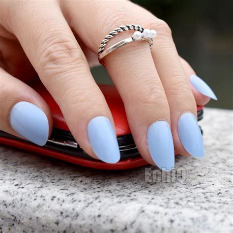 Shine False Oval Nails Candy Light Blue Acrylic Nail Tips Press On Nail