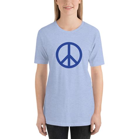 Blue Peace Sign Light Short Sleeve Unisex T Shirt Offbeat Tees