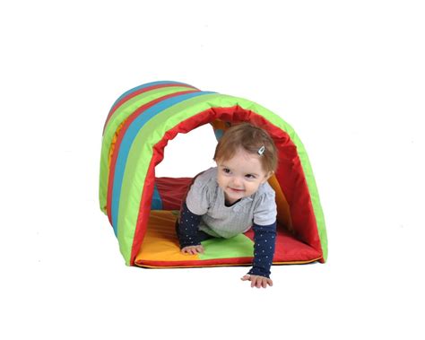 Early Years Soft Play Multi Coloured Baby Crawl Tunnel 2 Tunnels