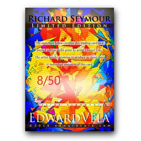 Richard Seymour Sketch Card Limited Edward Vela Signed On Ebid