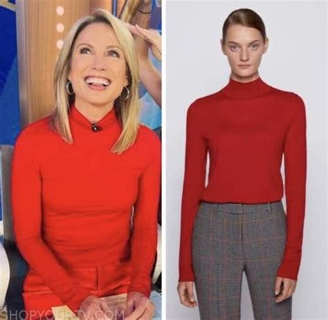 Good Morning America August 2022 Amy Robach S Red Mock Neck Top Mock Neck Outfit Amy Robach