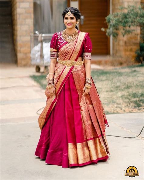 40 Elegant Half Saree Lehenga Designs For The South Indian Brides Weddingbazaar