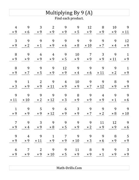 Timed Multiplication Test Printable Printable Blank World
