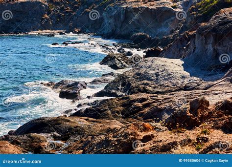 A View Of A Seashore With Rocks Stock Photo Image Of Ocean Shore
