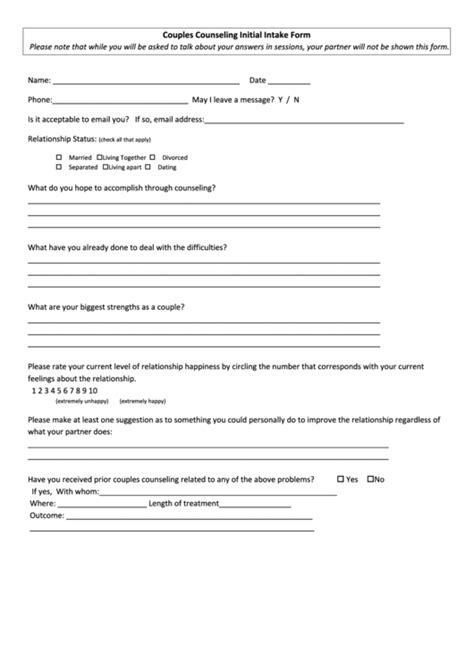 Couples Intake Form Form