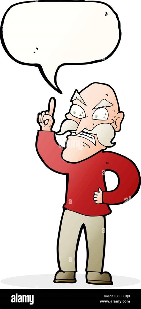 Cartoon Old Man Laying Down Rules With Speech Bubble Stock Vector Image