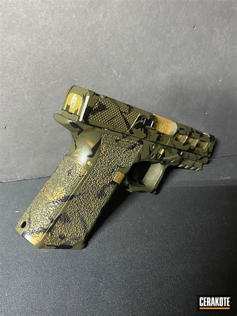 Custom Splinter Camo Glock 19 Cerakoted Using Od Green Gloss Black