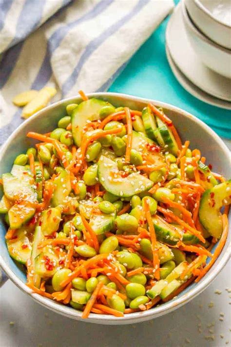Edamame Carrot And Cucumber Salad With Soy Ginger