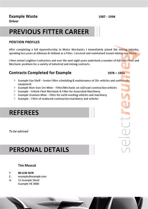 fitter turner design  select resumes