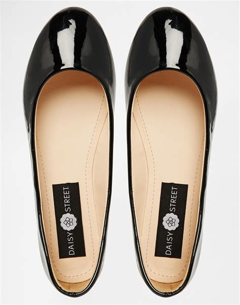Daisy Street Black Patent Ballet Flat Shoes Lyst