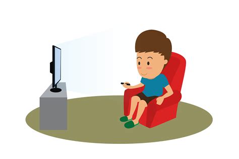 homem dos desenhos animados com remoto assistindo tv no sofá ilustração vetorial 531686 vetor