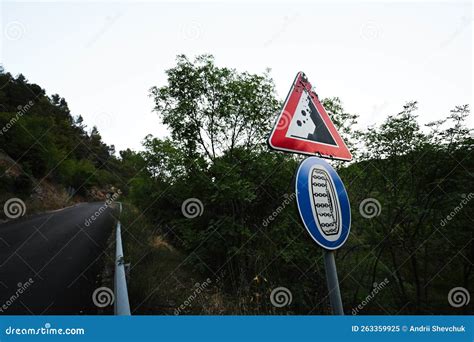 Road Sign Falling Stones Traffic Sign Caution Possible Falling Rocks