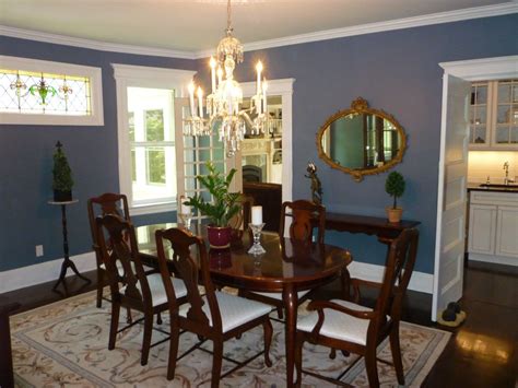 Dark Blue And White Wall Color For Dining Room Decorating