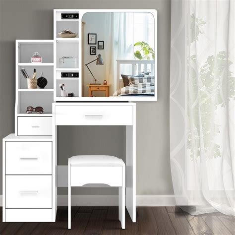 The stools can be made of different materials like hard plastic, solid wood these stools provide you with a solution without imposing on the space in your home. Dressing Table Stool Mirror Jewellery Cabinet Storage ...