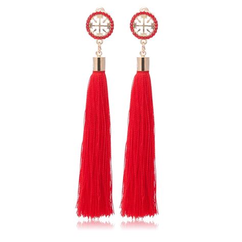2018 women tassel earrings boho bohemian long exaggerated silk fabric