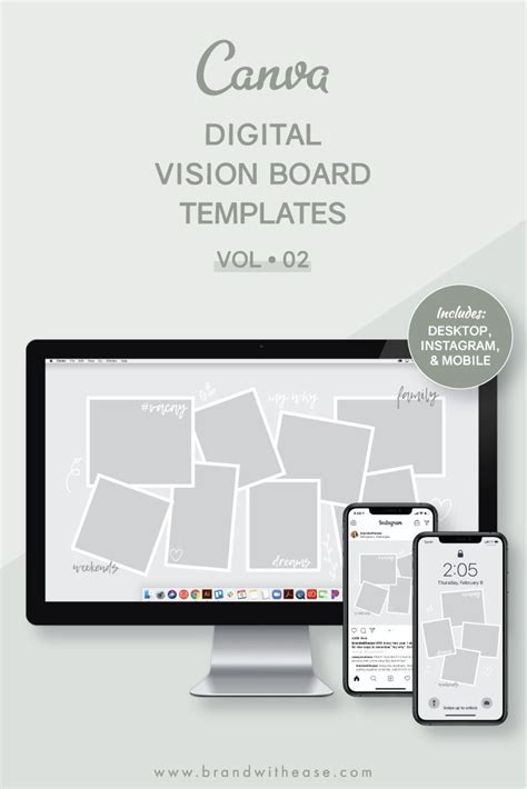 Digital Vision Boards Canva Templates Phone Wallpaper Etsy In 2020