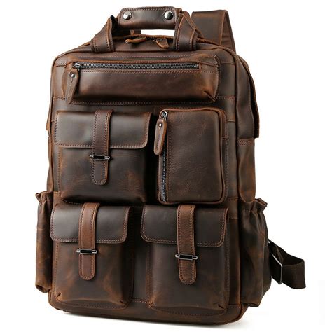 Buy Best Vintage Men Leather Backpack 17″ Laptop Bag Large Hiking