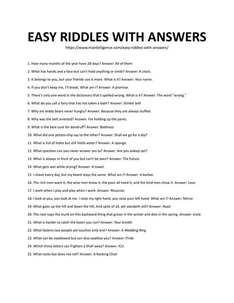 Easy Riddles With Answers See A Really Fun List Of Questions