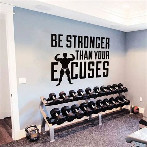 Wall Décor Motivational Home Gym Decor Vinyl Lettering Be Stronger Than Your Excuses Fitness