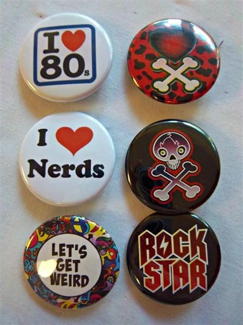 15 80s Nerds Rock 6 Pk Novelty Buttonspins For Backpacks