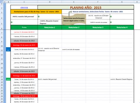 Planning Agenda En Hoja De Excel Excel Gratis