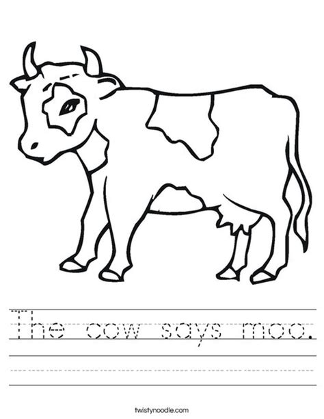 The Cow Says Moo Worksheet Twisty Noodle