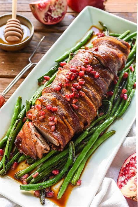 Once the silver skin is removed. This Bacon Wrapped Pork Tenderloin with Honey Pomegranate ...
