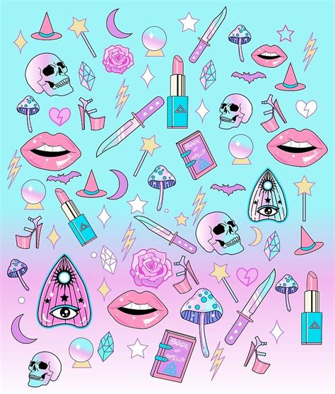 Girly Pastel Witch Goth Pattern By Lunaelizabeth Pastel Goth Art Pastel Grunge Illustration