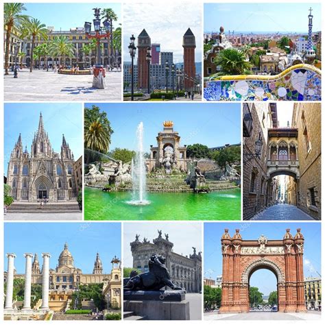 Collage Of Landmarks Of Barcelona Spain — Redaktionelles Stockfoto © Marina99 41222665