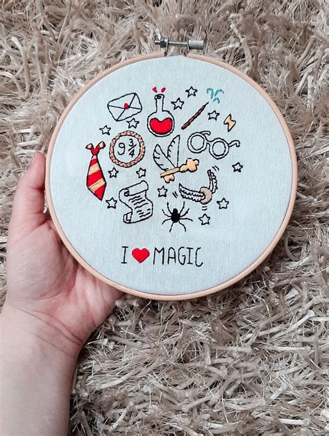 Harry Potter Embroidery Gryffindor Embroidery I Love Magic Etsy
