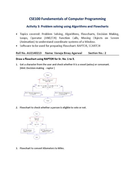Activity 3 Problem Solving Using Algorithms Flowcharts And Graphics Pdf
