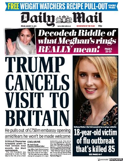 Daily Mail Uk Front Page For 13 January 2018 Paperboy Online Newspapers